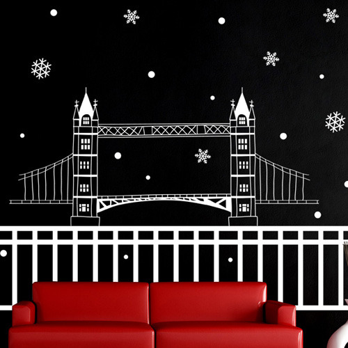 그래픽스티커[아방스] ij021-눈 내리는 런던의 타워브릿지/그래픽스티커/크리스마스/런던/타워브릿지/눈/겨울