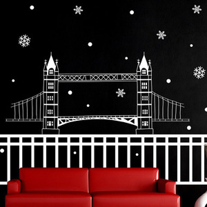 그래픽스티커[아방스] ij021-눈 내리는 런던의 타워브릿지/그래픽스티커/크리스마스/런던/타워브릿지/눈/겨울