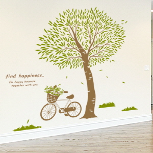 그래픽스티커 ih562-자전거가있는 올리브나무/인테리어/실내인테리어/셀프인테리어/포인트/데코/아트/일러스트/꾸미기/리폼/벽지/스티커/꽃/플라워/나무/