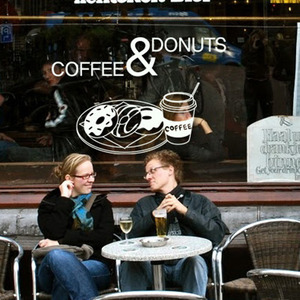 그래픽스티커[아방스] ip028-커피앤도넛(대)/카페/도너츠/윈도우/창문꾸미기/coffee/donut