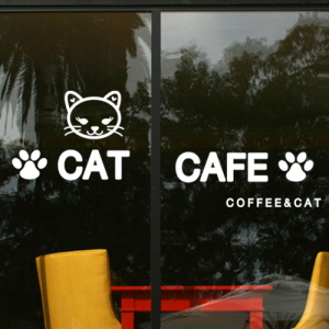 그래픽스티커 cc100-고양이카페(CAT CAFE)/펫샵